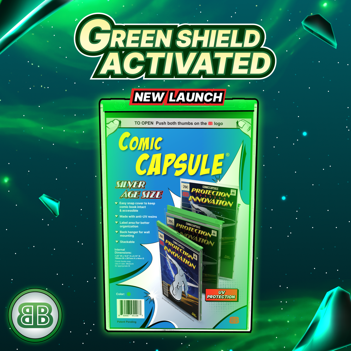 Green SILVER Age Size ComicCapsule